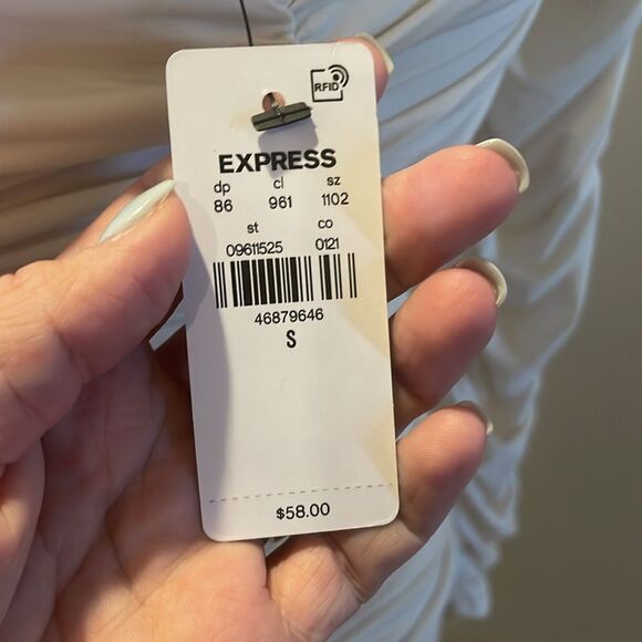 Express Cream Ruched Off Shoulder Top size small - Picture 4 of 5